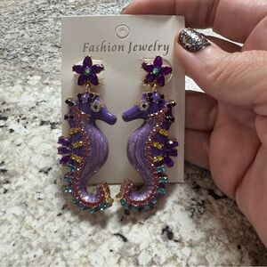Purple Seahorse Earrings